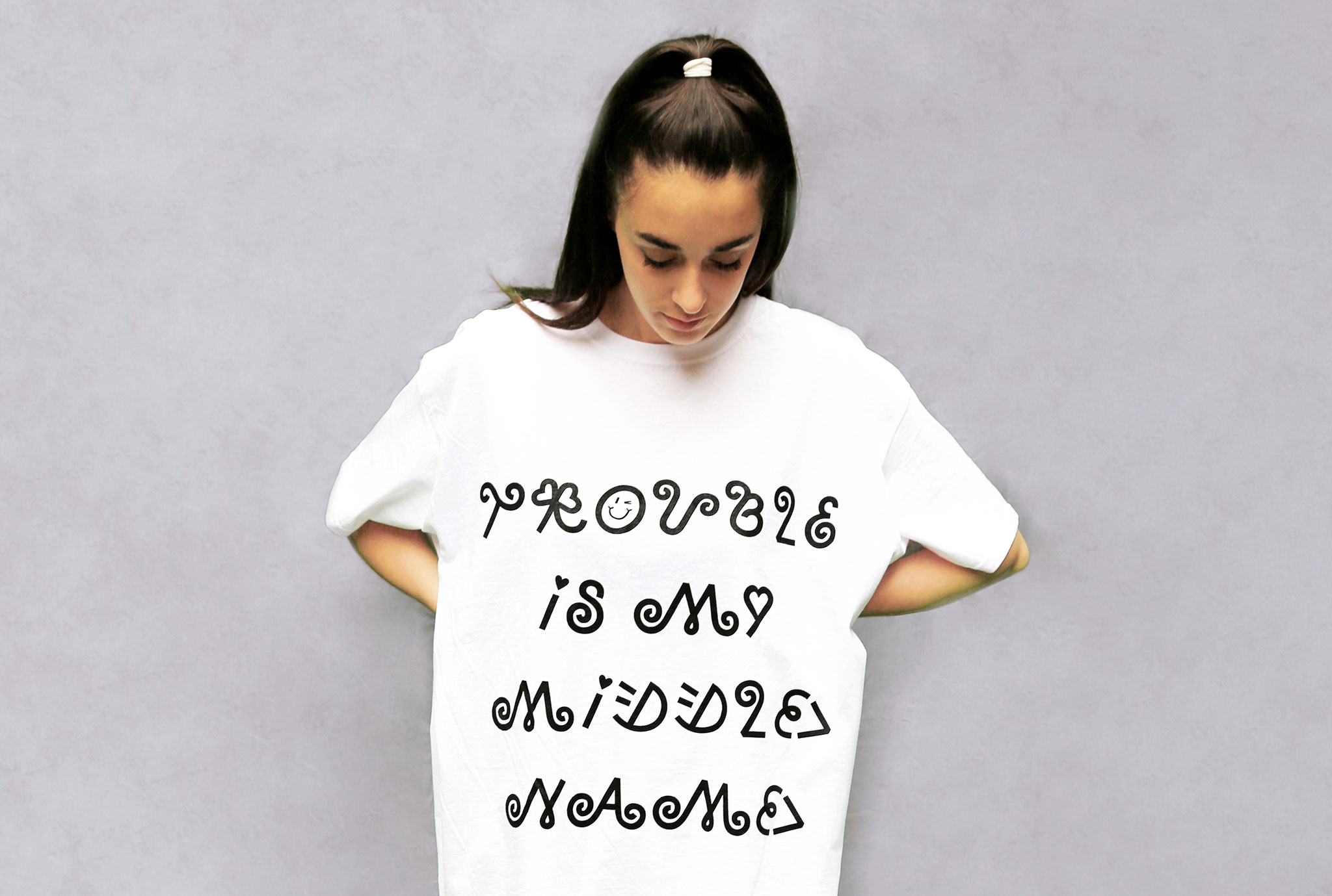 Trouble is my middle name queertype t-shirts